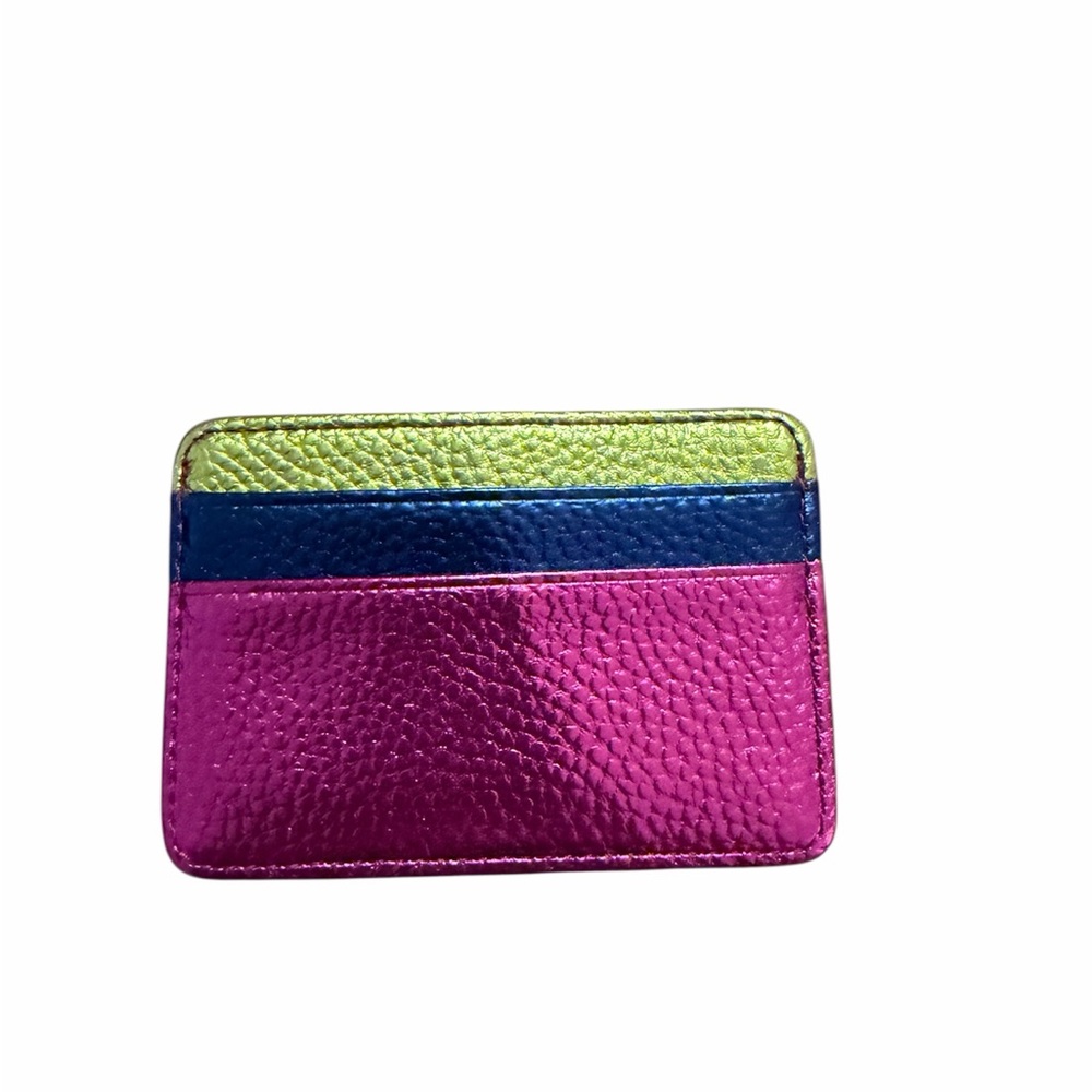 Metallic Tricolor Card Holder - Pink, Blue & Lime